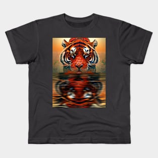 Tiger In Water Kids T-Shirt